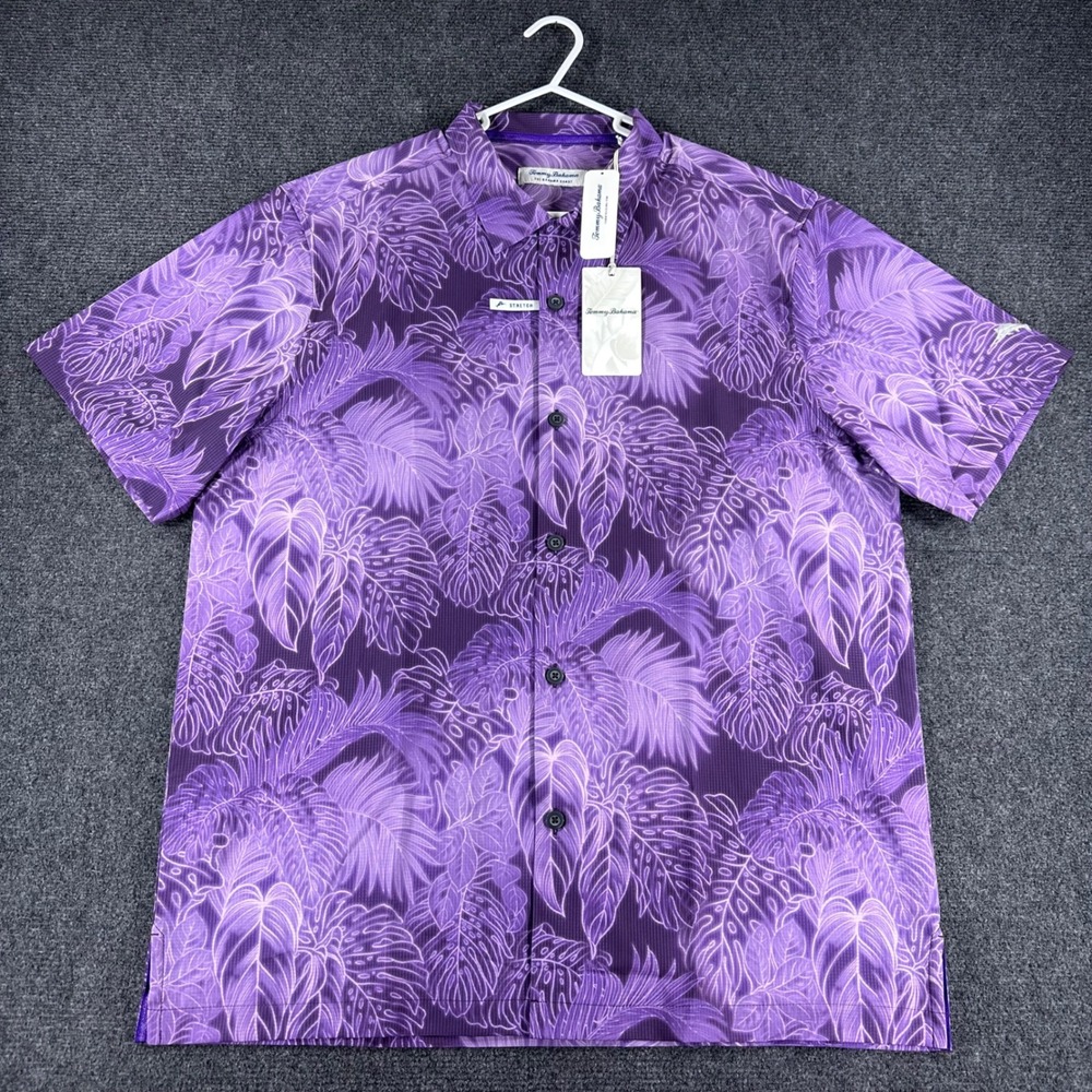 Tommy Bahama Button Down Mens XXL 2XL Purple Bahama Coast Luminescent Shirt NWT - Picture 4 of 14
